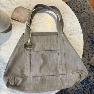 Michael Kors Gray Denim Tote with Double Handles